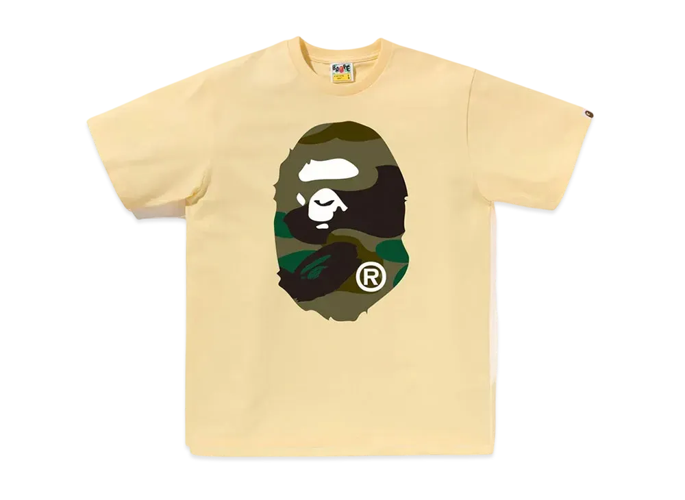 A BATHING APE Giant 1St Camo Big Ape Head Tee "Yellow/Green"