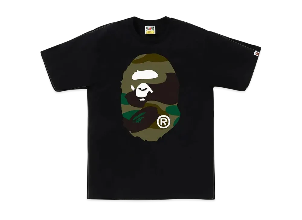 A BATHING APE Giant 1St Camo Big Ape Head Tee "Black/Green"