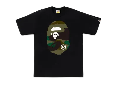 A BATHING APE Giant 1St Camo Big Ape Head Tee "Black/Green"