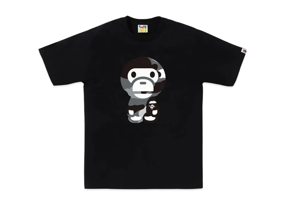 A BATHING APE Giant 1St Camo Big Baby Milo Tee "Black/Gray"