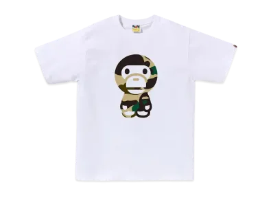 A BATHING APE Giant 1St Camo Big Baby Milo Tee "White/Yellow"