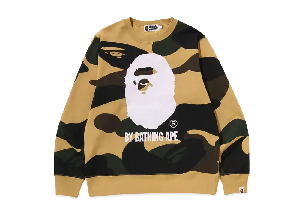 A BATHING APE Giant 1St Camo By Bathing Ape Crewneck Sweatshirt "Yellow"