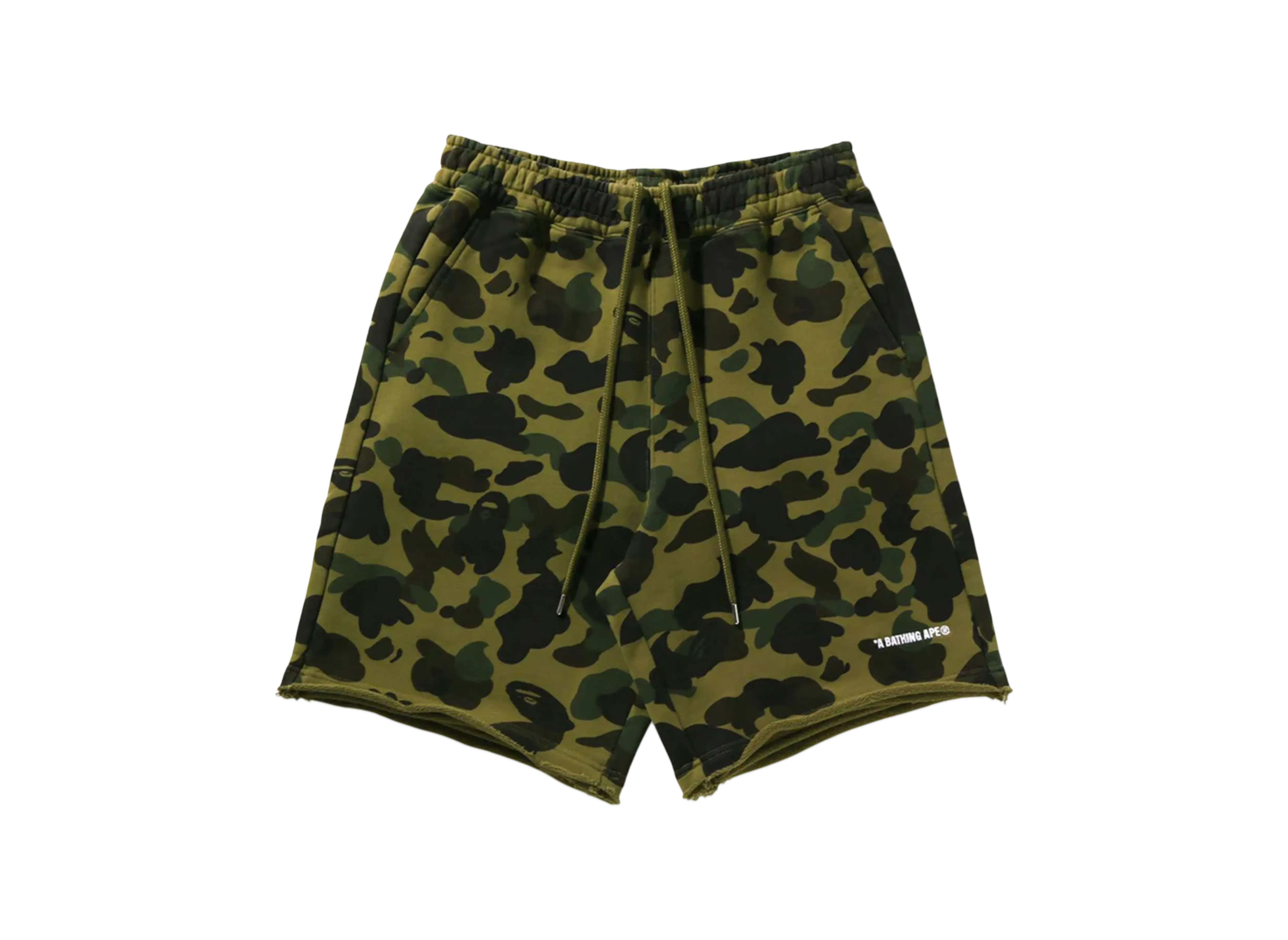 A BATHING APE 1St Camo Heavy Washed Relaxed Fit Sweat Shorts "Green"