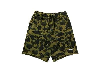 A BATHING APE 1St Camo Heavy Washed Relaxed Fit Sweat Shorts "Green"