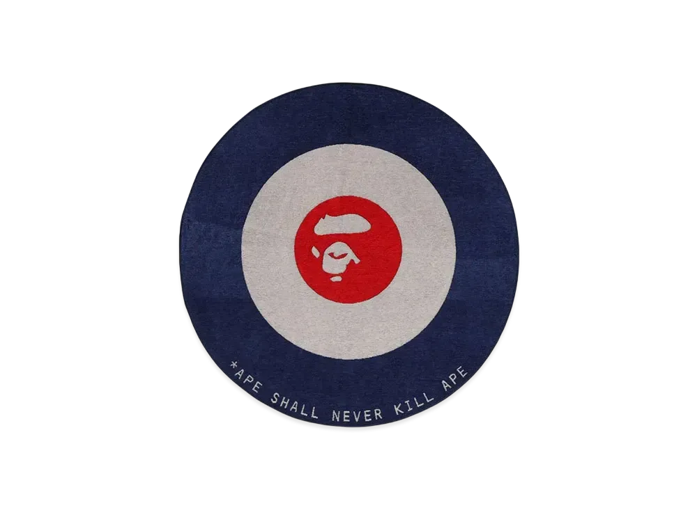 A BATHING APE Ape Target Rug "Navy"
