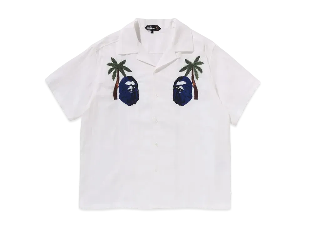 A BATHING APE Embroded Casual Ss Shirt "White"