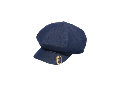 A BATHING APE Denim Newsboy Hat "Navy"