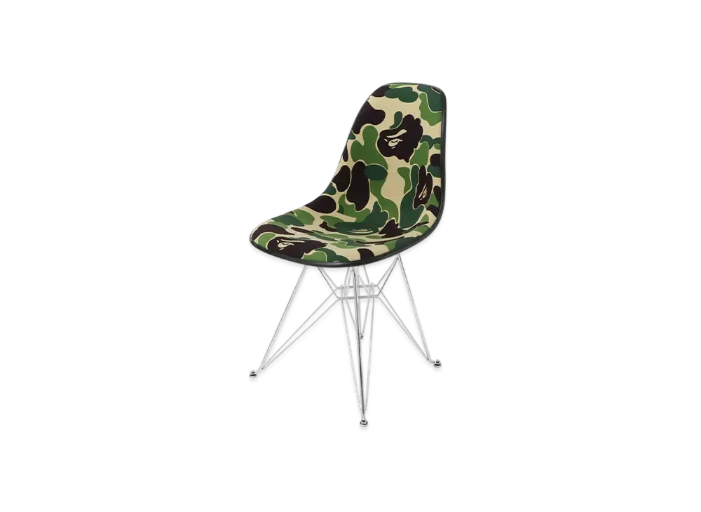 A BATHING APE x Modernica ABC Camo Upholstered Side Shell Eiffel "Green"