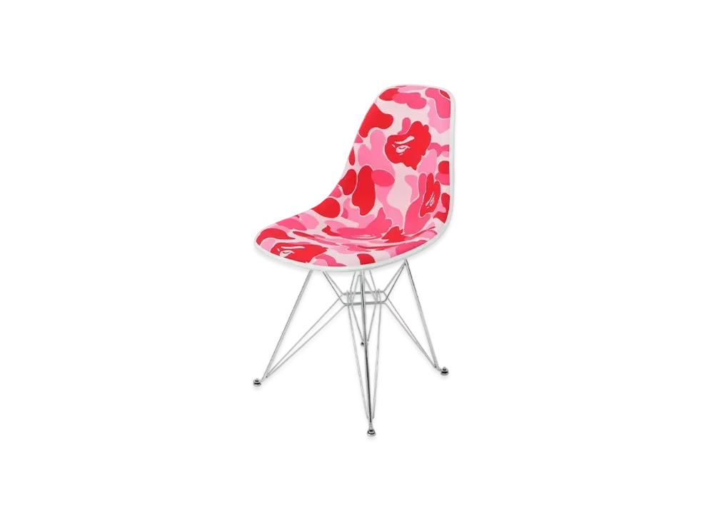 A BATHING APE x Modernica ABC Camo Upholstered Side Shell Eiffel "Pink"