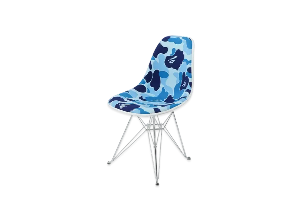 A BATHING APE x Modernica ABC Camo Upholstered Side Shell Eiffel "Blue"