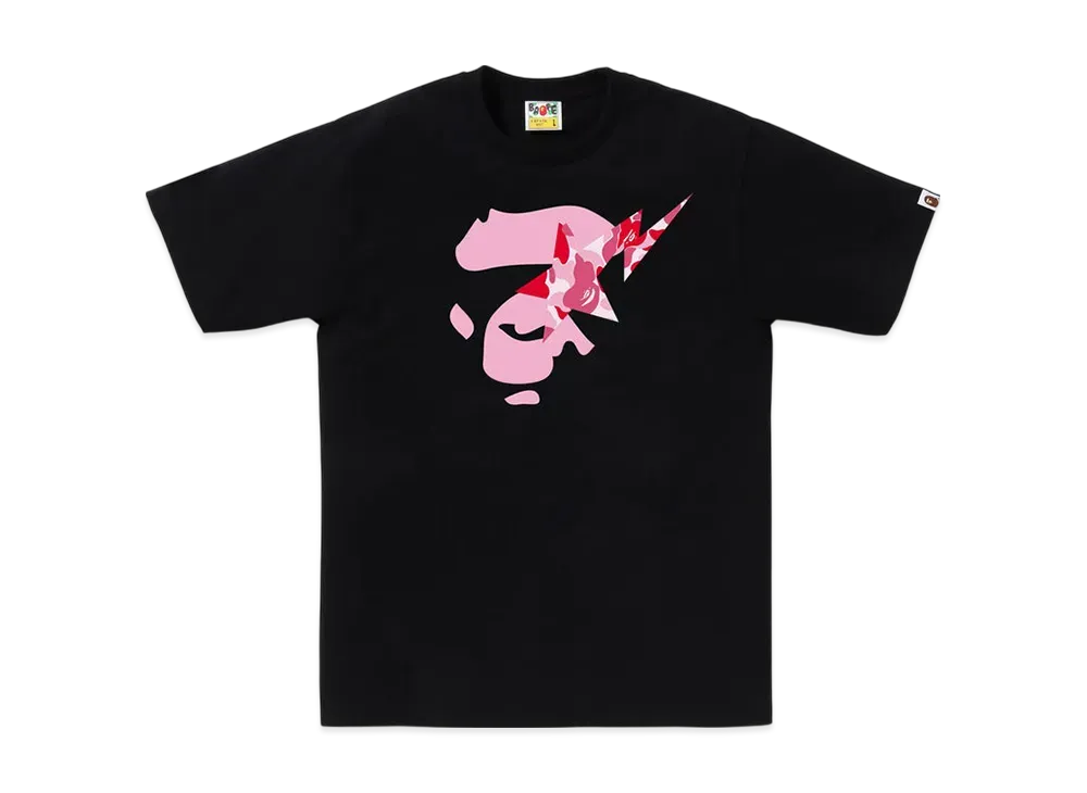 A BATHING APE ABC Camo Ape Face Sta Tee "Black/Pink"