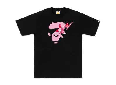 A BATHING APE ABC Camo Ape Face Sta Tee "Black/Pink"