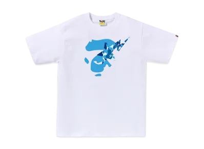 A BATHING APE ABC Camo Ape Face Sta Tee "White/Blue"