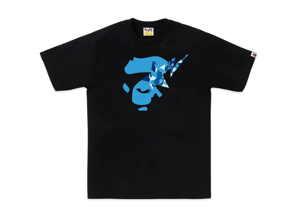 A BATHING APE ABC Camo Ape Face Sta Tee "Black/Blue"