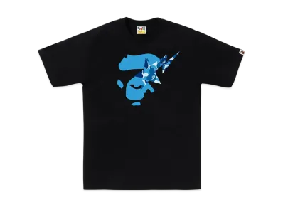 A BATHING APE ABC Camo Ape Face Sta Tee "Black/Blue"