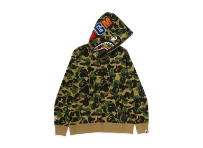 A BATHING APE ABC Camo Crystal Stone Shark Full Zip Hoodie "Green"