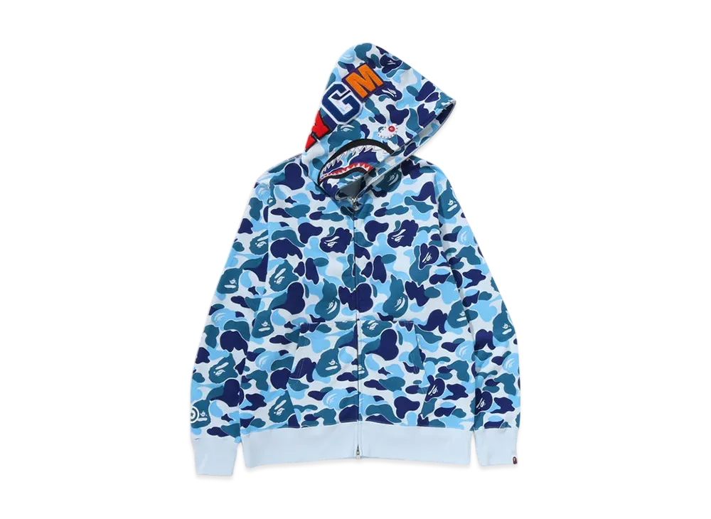 A BATHING APE ABC Camo Crystal Stone Shark Full Zip Hoodie "Blue"