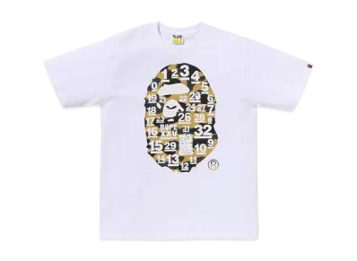 A BATHING APE 32ND Anniv. 1ST Camo Big Ape Head Tee "White/Yellow"