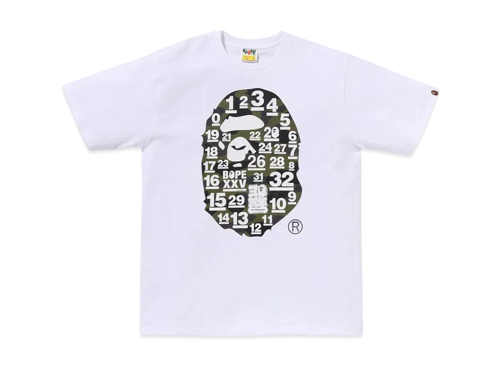 A BATHING APE 32ND Anniv. 1ST Camo Big Ape Head Tee "White/Green"