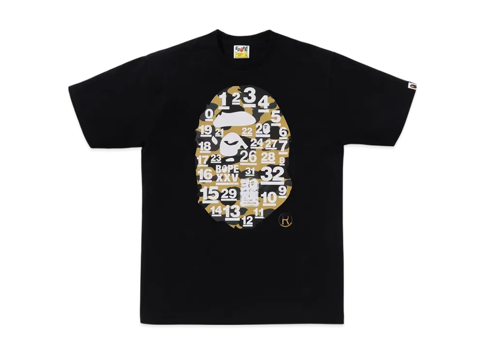 A BATHING APE 32ND Anniv. 1ST Camo Big Ape Head Tee "Black/Yellow"