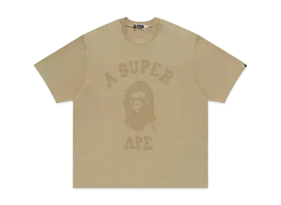 A BATHING APE Bape x Kidsuper Garment Dye College Logo Tee "Beige"