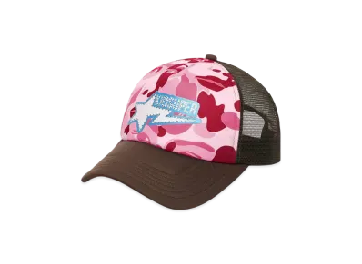 A BATHING APE Bape x Kidsuper Bape Sta Logo Rhinestone Trucker Cap "Pink"