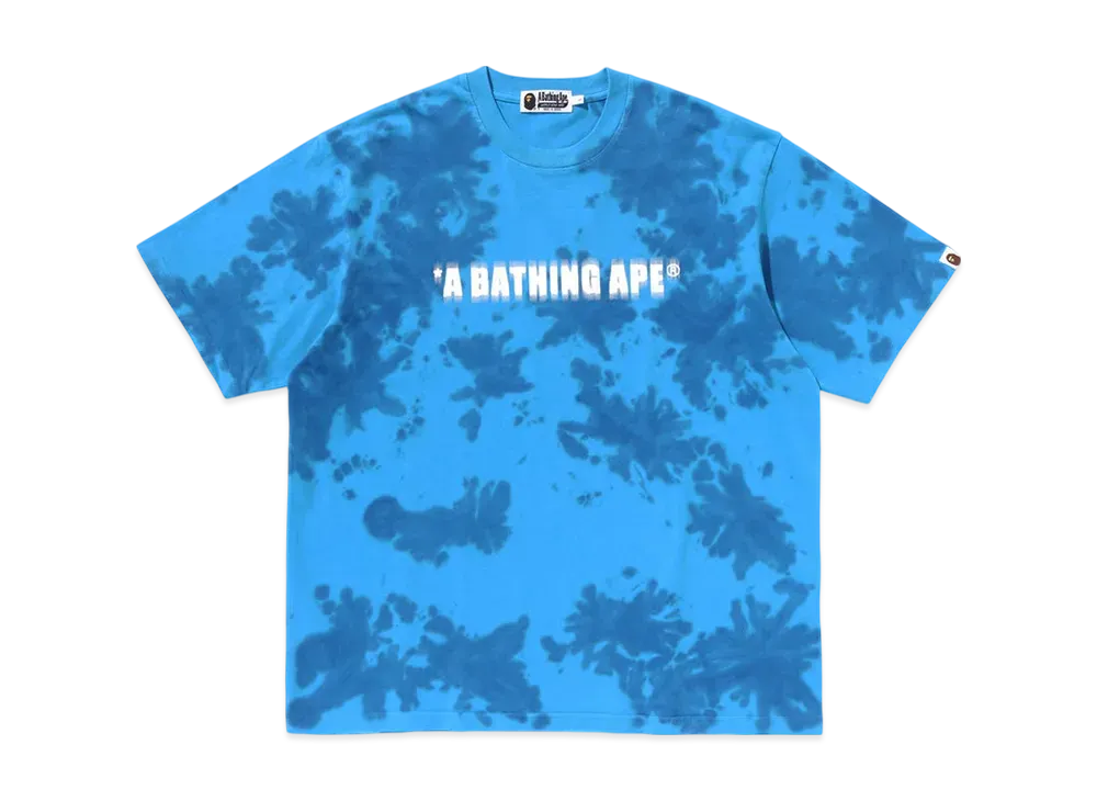 A BATHING APE Destroyed Bleach Logo Relaxed Fit Tee "Blue"