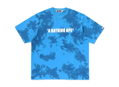 A BATHING APE Destroyed Bleach Logo Relaxed Fit Tee "Blue"