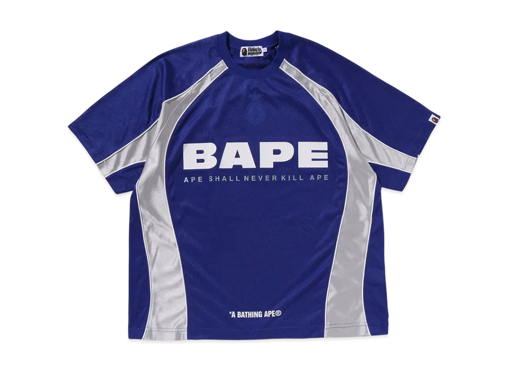 A BATHING APE Solid Camo Jacquard Multilogo Relaxed Fit Football Jersey "Blue"
