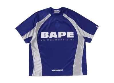 A BATHING APE Solid Camo Jacquard Multilogo Relaxed Fit Football Jersey "Blue"