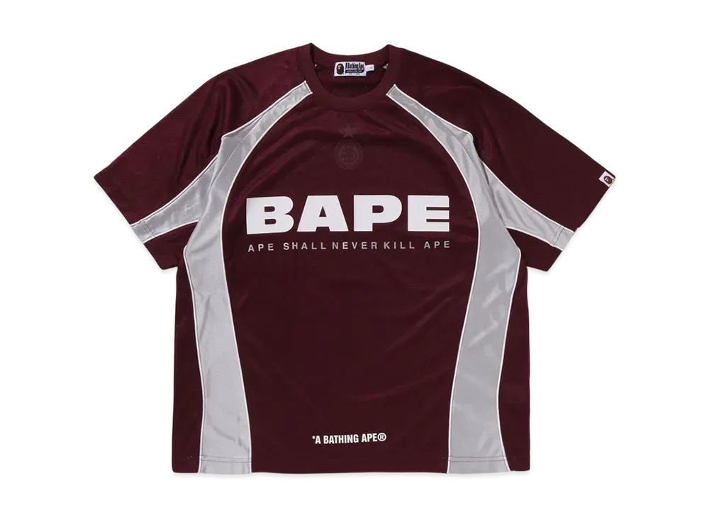 A BATHING APE Solid Camo Jacquard Multilogo Relaxed Fit Football Jersey "Burgundy"