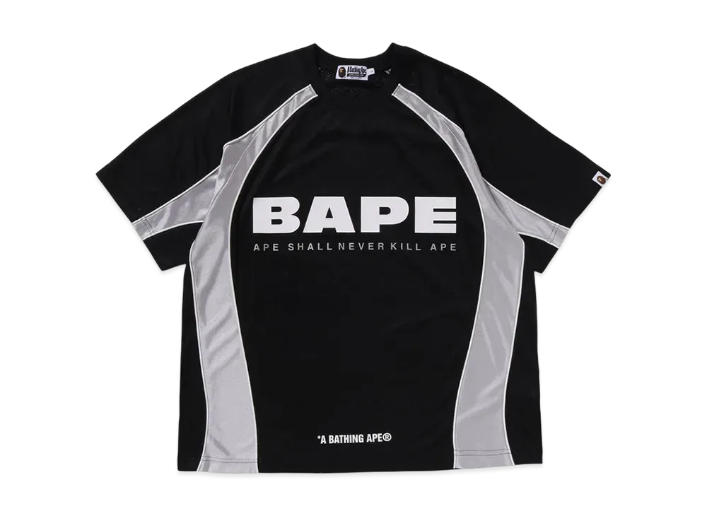A BATHING APE Solid Camo Jacquard Multilogo Relaxed Fit Football Jersey "Black"