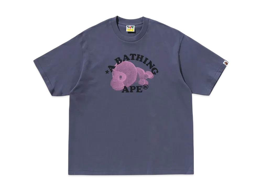 A BATHING APE Milo College Relaxed Fit Tee "Charcoal"