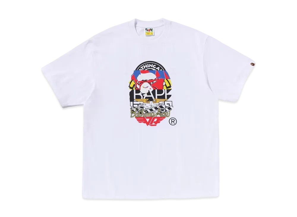 A BATHING APE Multi Logo Ape Head Relaxed Fit Tee "White"