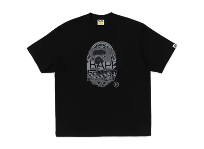 A BATHING APE Multi Logo Ape Head Relaxed Fit Tee "Black"