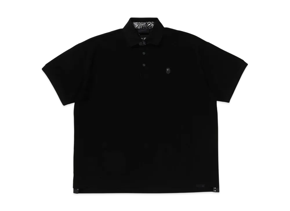 A BATHING APE Bape Black Paisley Placket Polo Shirt "Black"