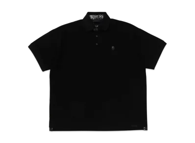 A BATHING APE Bape Black Paisley Placket Polo Shirt "Black"