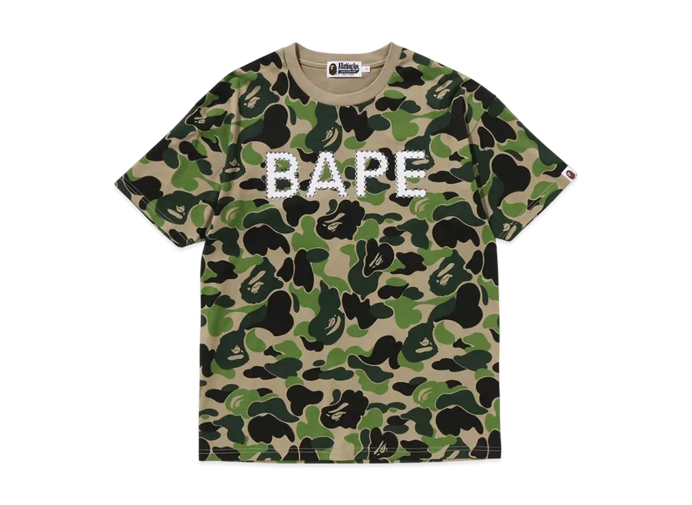 A BATHING APE Abc Camo Crystal Stone Oversized Tee "Green"