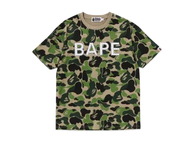 A BATHING APE Abc Camo Crystal Stone Oversized Tee "Green"