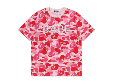 A BATHING APE Abc Camo Crystal Stone Oversized Tee "Pink"