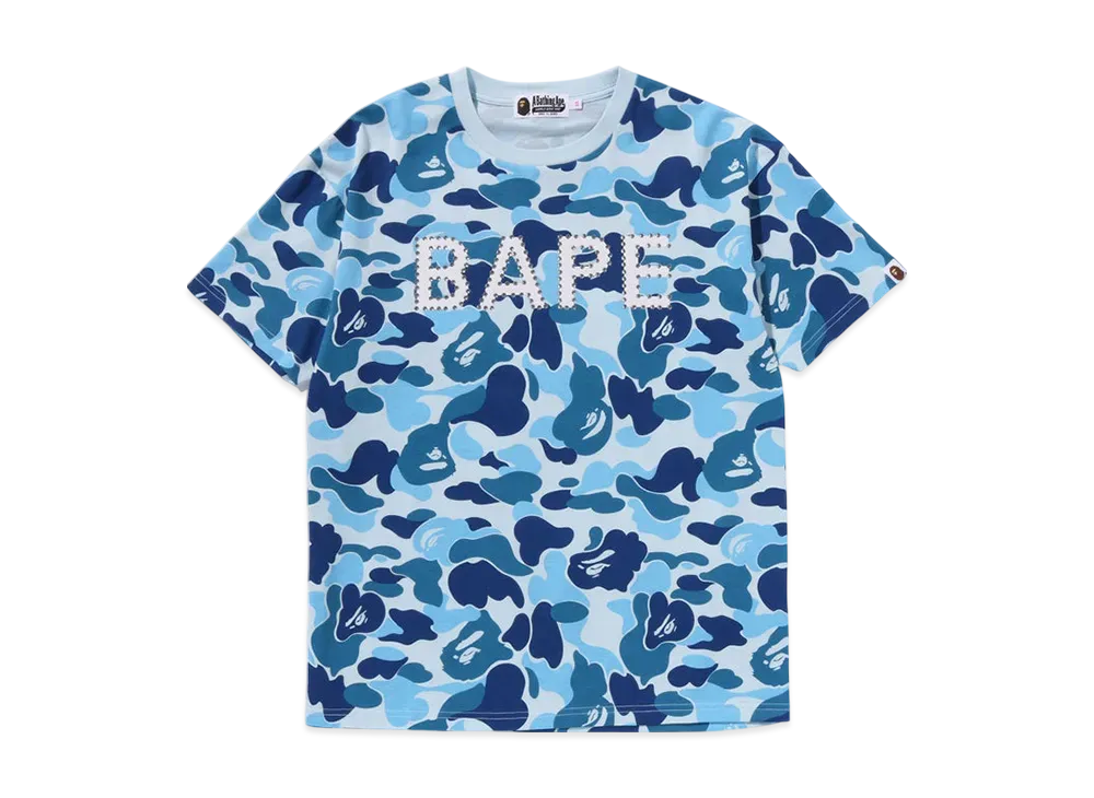A BATHING APE Abc Camo Crystal Stone Oversized Tee "Blue"