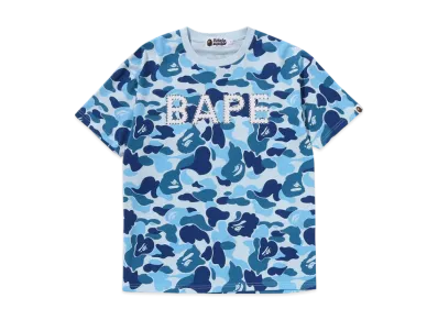 A BATHING APE Abc Camo Crystal Stone Oversized Tee "Blue"