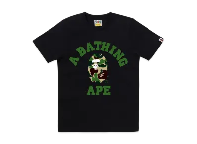 A BATHING APE Abc Camo College Tee "Black/Green"