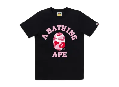 A BATHING APE Abc Camo College Tee "Black/Pink"