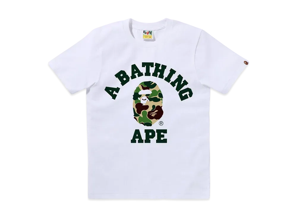 A BATHING APE Abc Camo College Tee "White/Green"