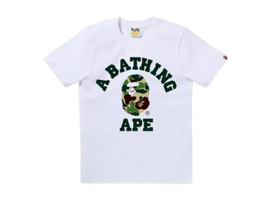 A BATHING APE Abc Camo College Tee "White/Green"
