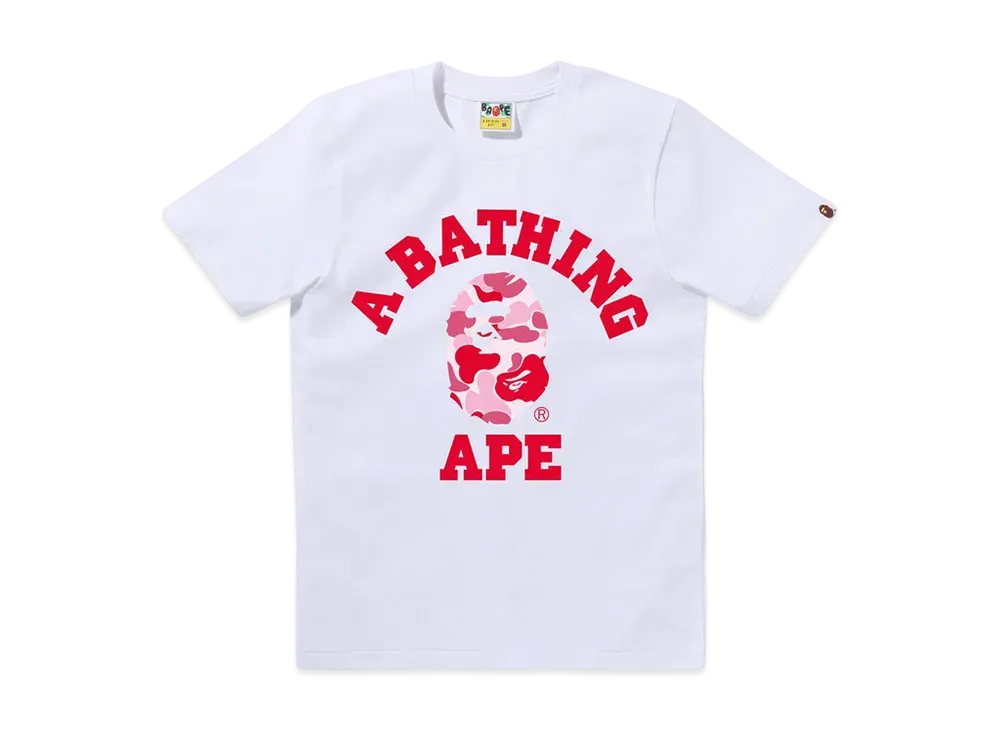 A BATHING APE Abc Camo College Tee "White/Pink"