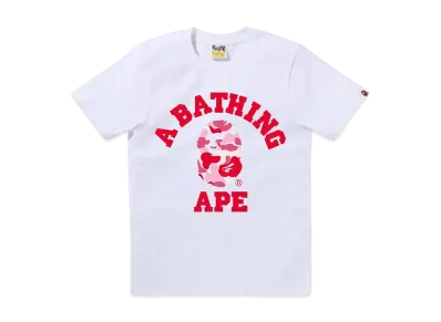 A BATHING APE Abc Camo College Tee "White/Pink"