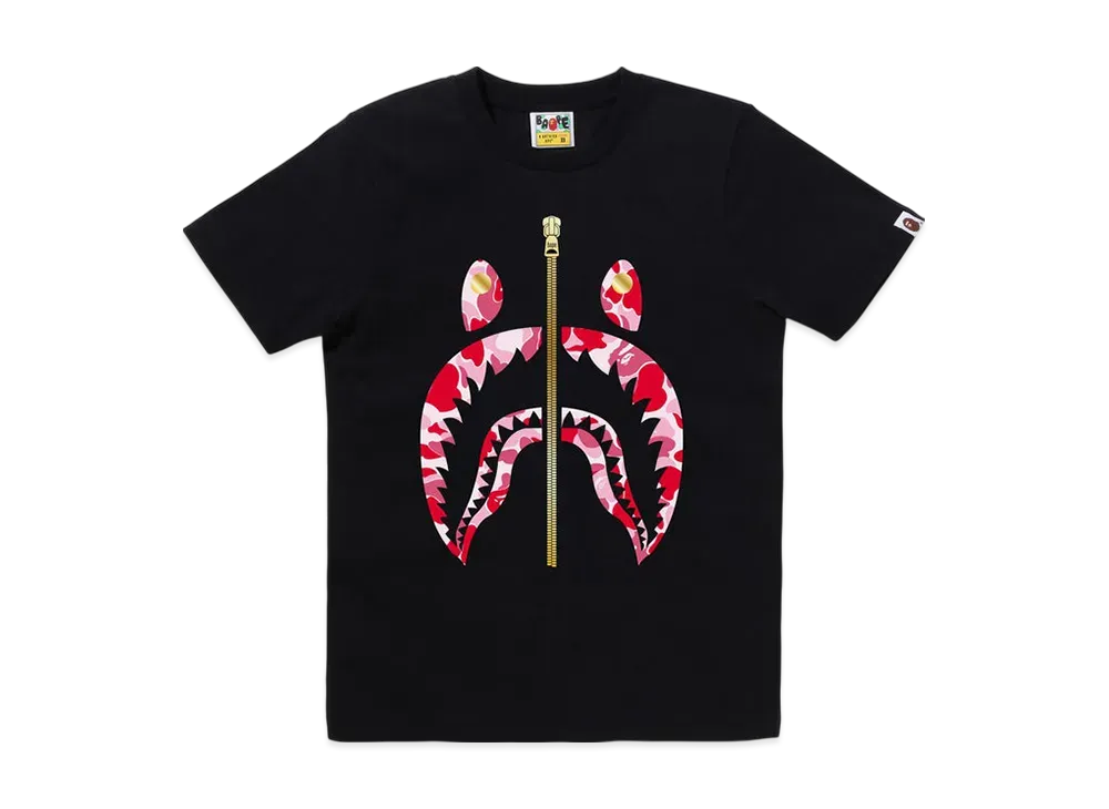 A BATHING APE Abc Camo Shark Tee "Black/Pink"