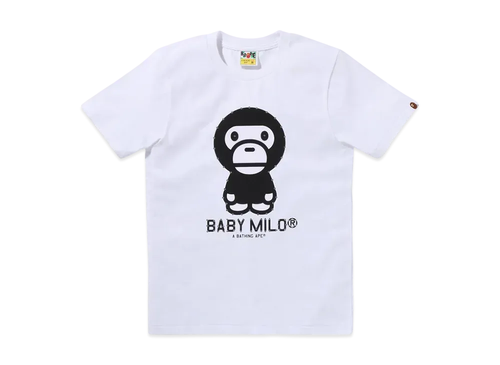A BATHING APE Crystal Stone Baby Milo Tee "White"